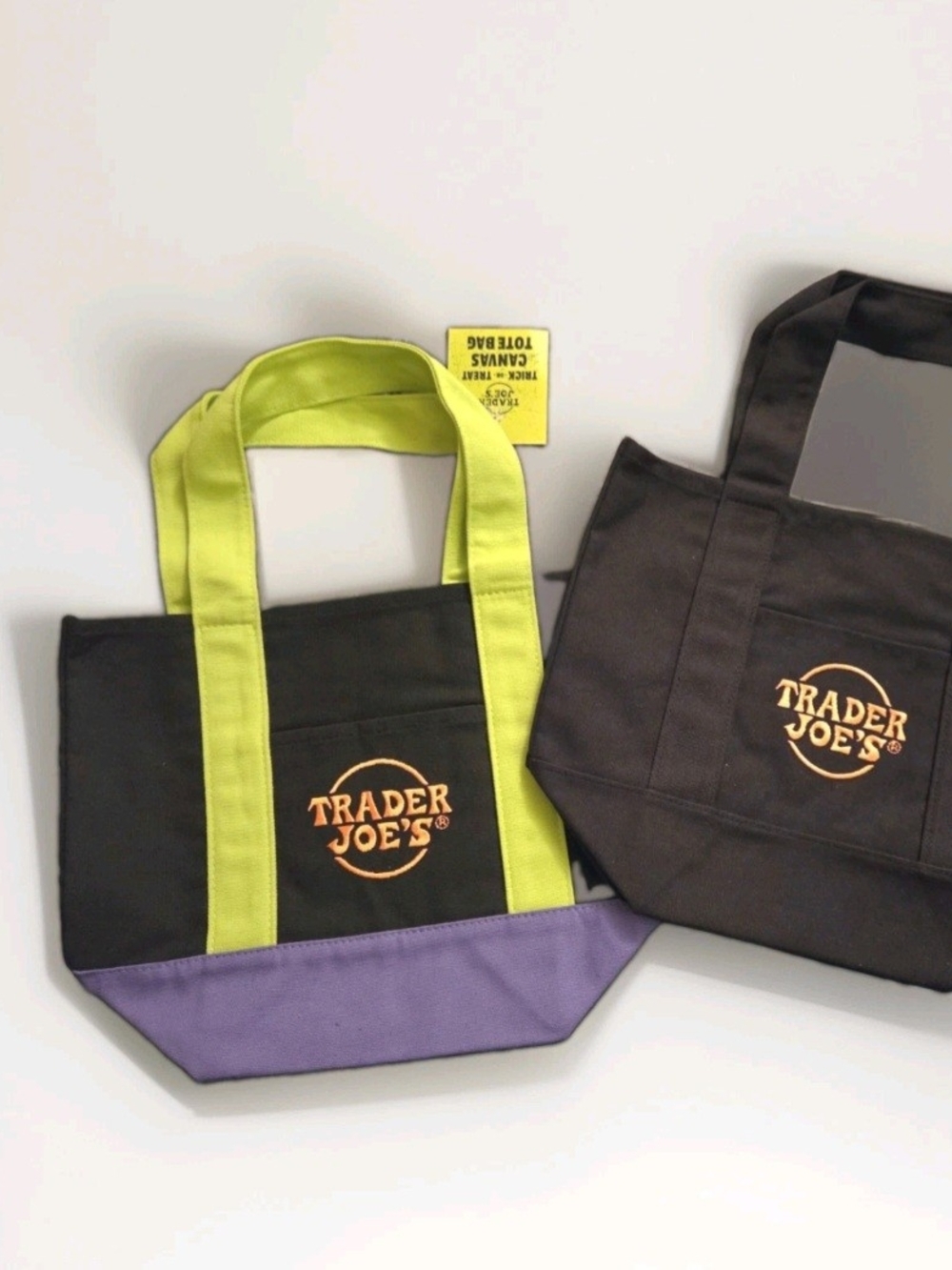 Trader Joe's Trick or Treat Canvas mini Tote Bags (Set of 2)
